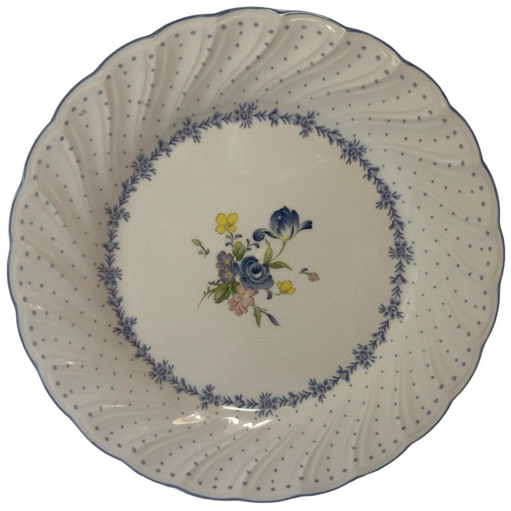 Porcelain Serving Plate Cobalt Blue and White Peony - 11" Nikko Blue Peo…